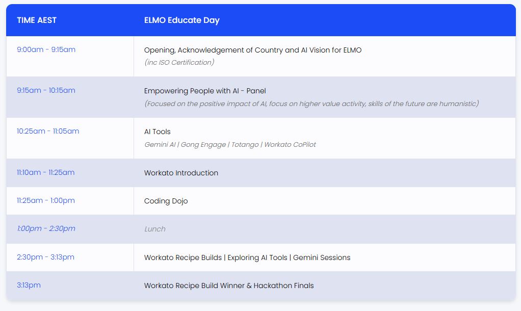 Educate Day Schedule