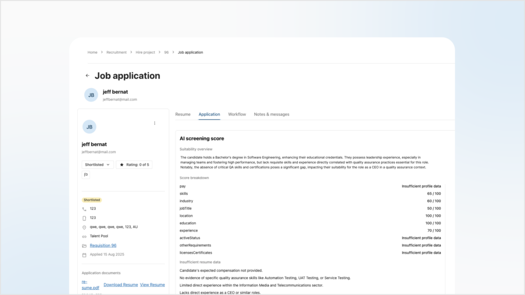 ELMO Software AI Screening in Recuitment